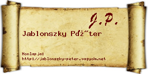 Jablonszky Péter névjegykártya