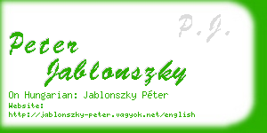 peter jablonszky business card