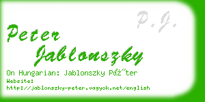 peter jablonszky business card